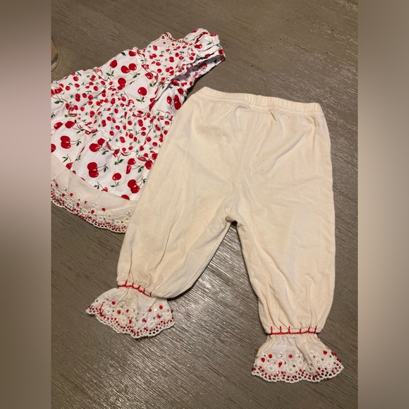 Vintage Cherry print set for babe Size 6-12 months By Lipstick - Picture 10 of 12